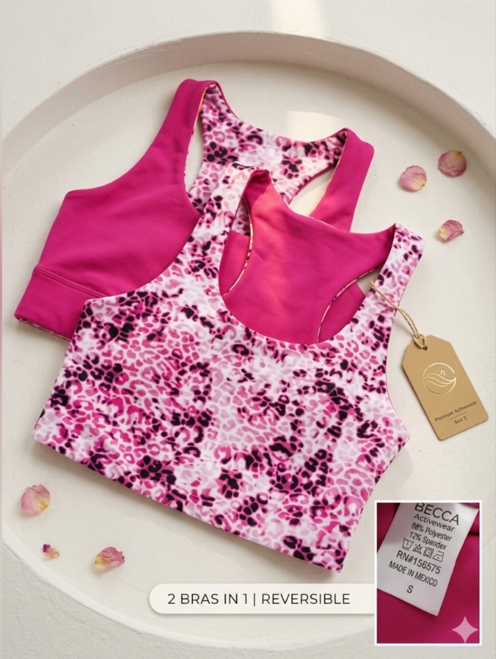 Pink Leopard Print Sports Bra By BECCA Size Small Women's Activewear
